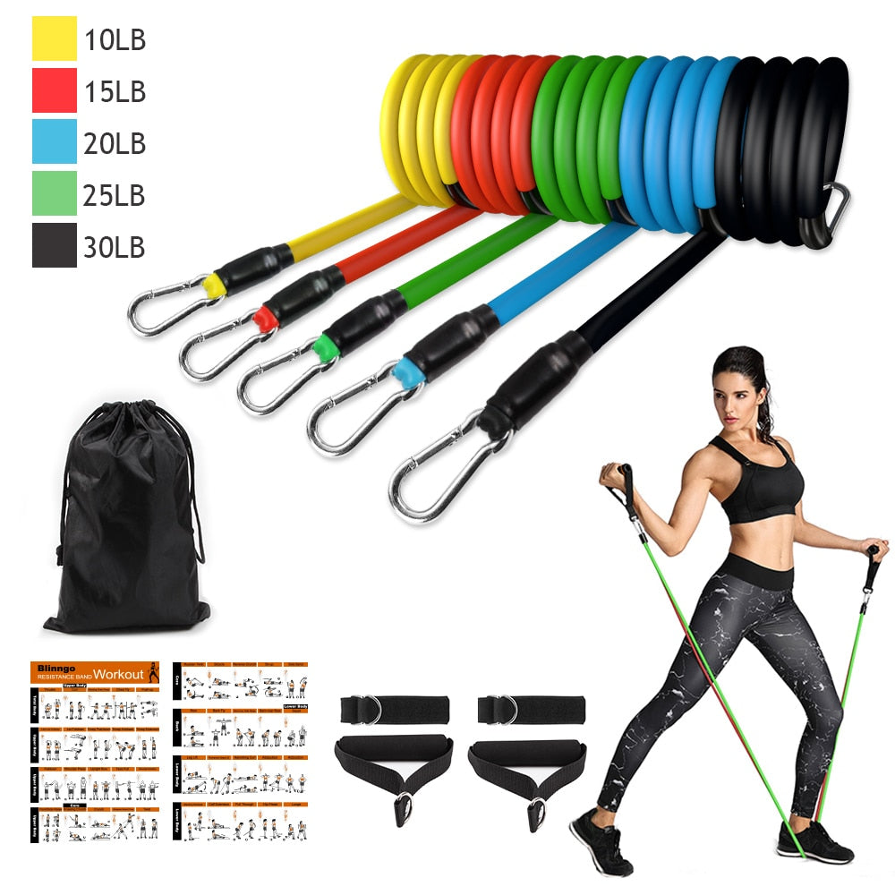 Resistance Bands Set with Door Anchor for Home Workout Training Exercises