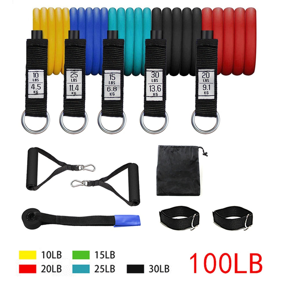 Resistance Bands Set with Door Anchor for Home Workout Training Exercises