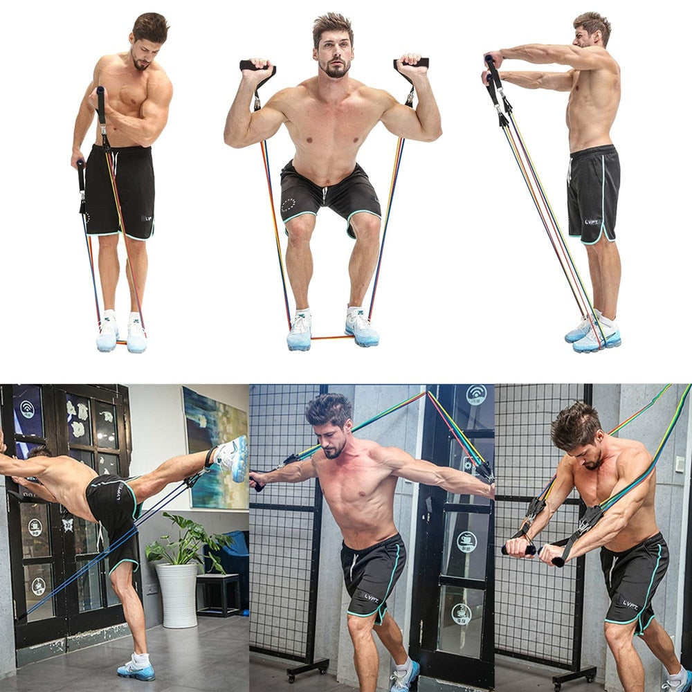 Resistance Bands Set with Door Anchor for Home Workout Training Exercises