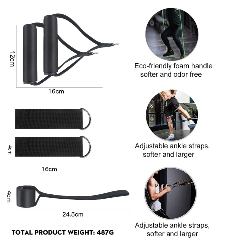 Resistance Bands Set with Door Anchor for Home Workout Training Exercises
