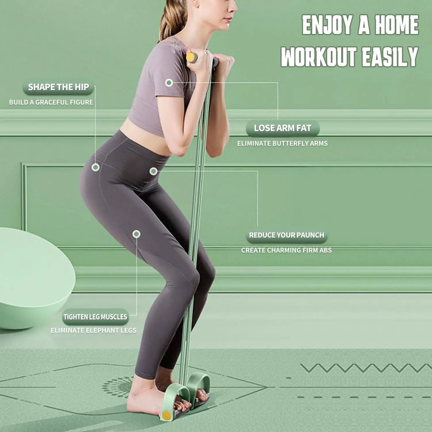 6 Tube Resistance Bands with Pedal for Home Fitness Exercise Training