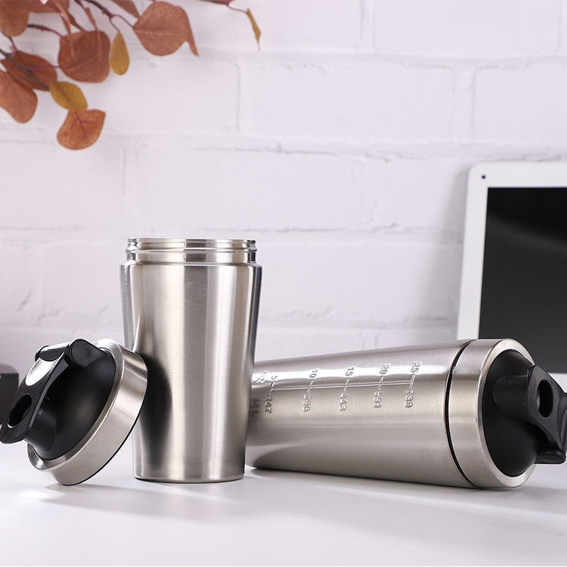 304 Stainless Steel Protein Shaker Bottle with Lid and Mixing Ball