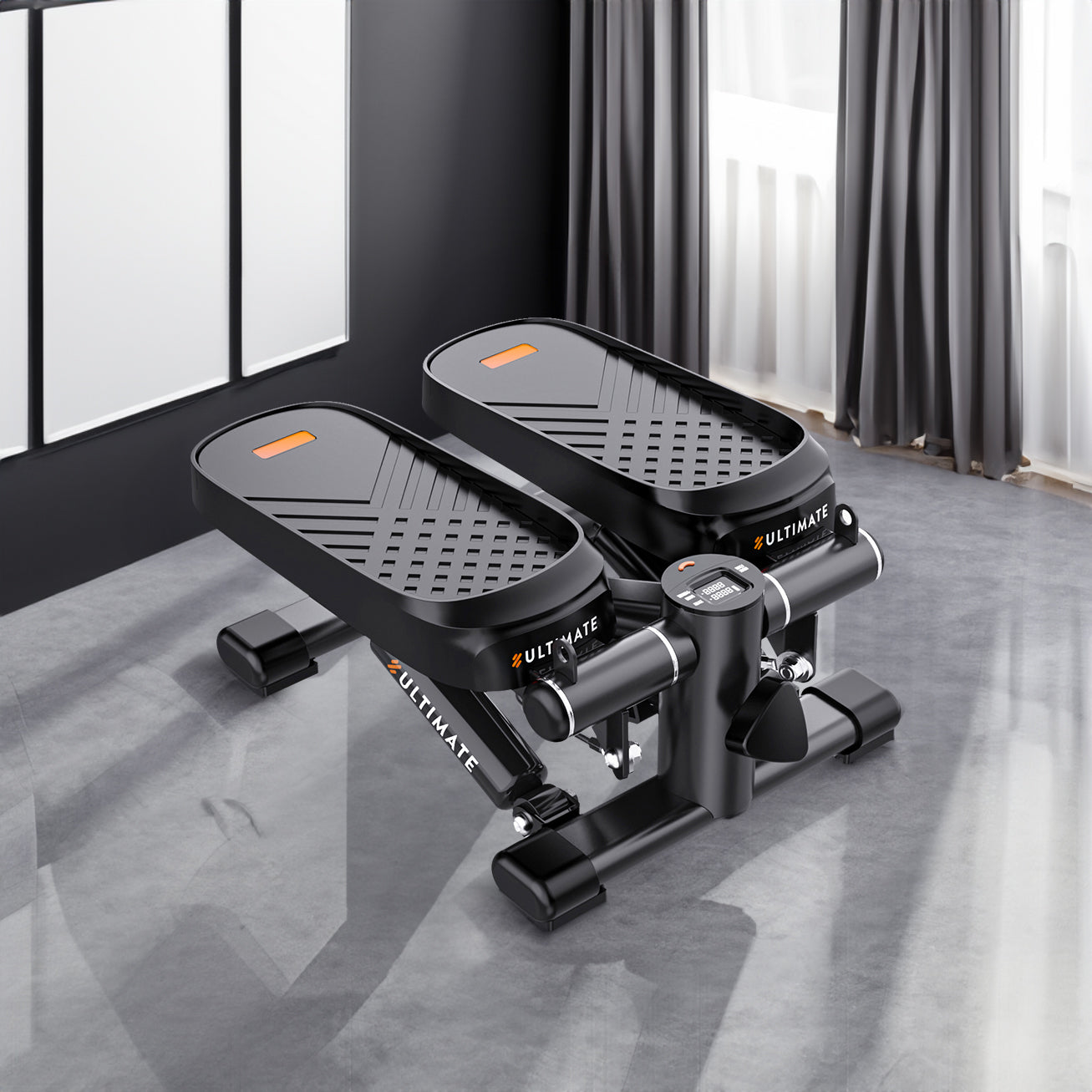 Mini Stepper with Resistance Bands and LCD Monitor for Home Exercise
