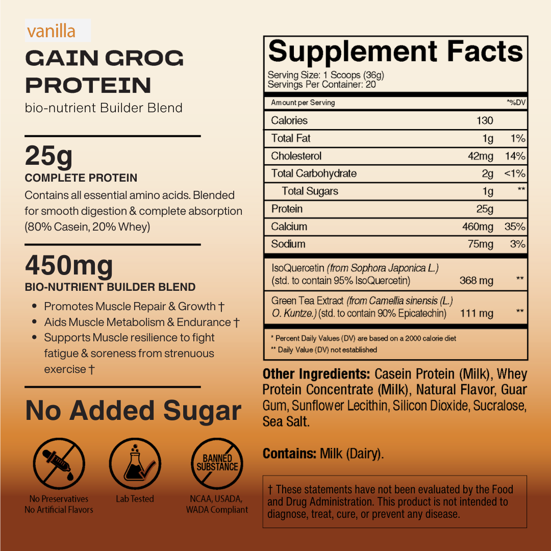 Gain Grog Vanilla Protein Mix with 20 Servings for Muscle Support
