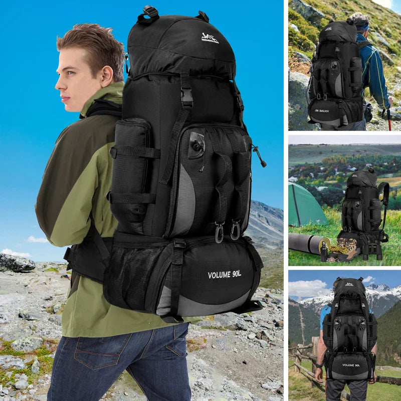 90L Waterproof Hiking Backpack for Camping Trekking and Outdoor Travel Adventures