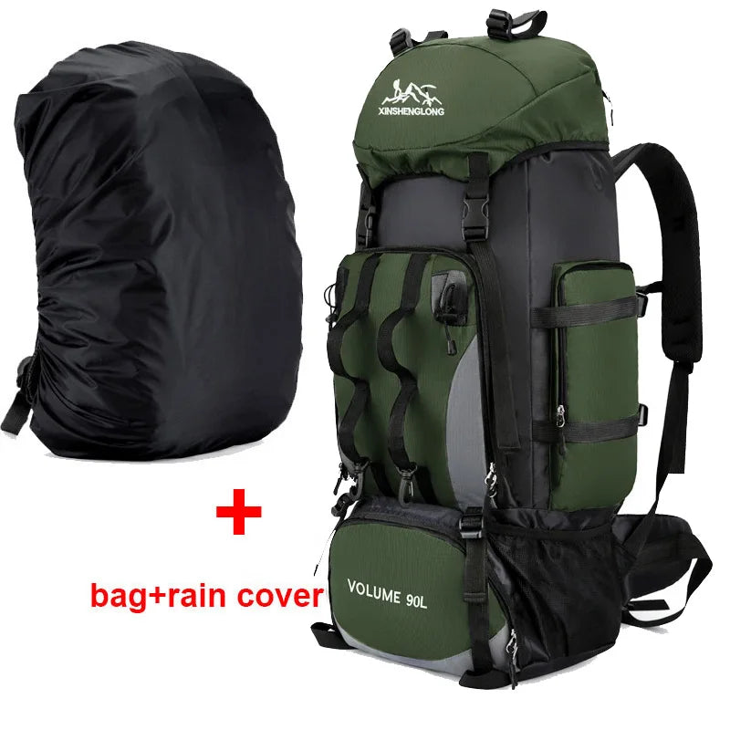 90L Waterproof Hiking Backpack for Camping Trekking and Outdoor Travel Adventures