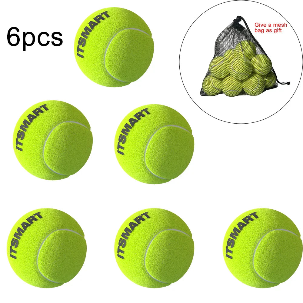 6 or 12-Pack Practice Tennis Balls with Mesh Carry Bag – High-Elasticity Training & Dog Play Balls (65 mm / 2.56 in)
