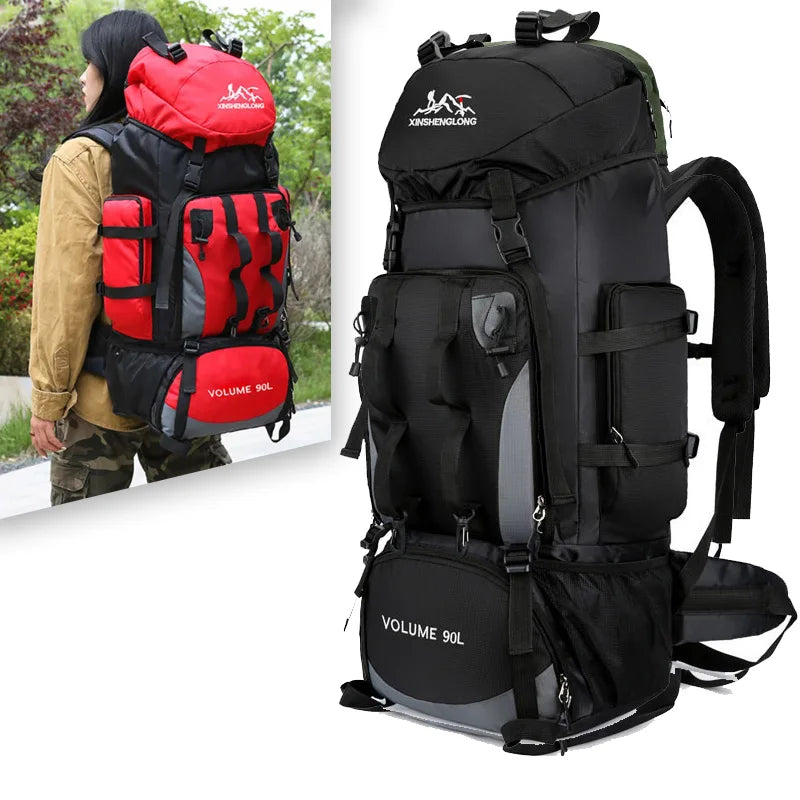 90L Waterproof Hiking Backpack for Camping Trekking and Outdoor Travel Adventures