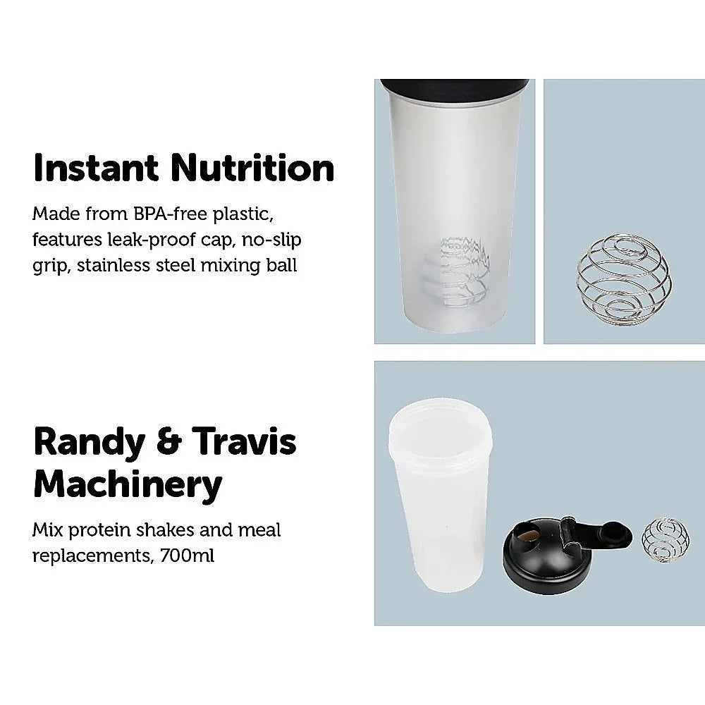 10x 700ml Protein Shaker Bottles with Mixer Ball for Gym Workouts