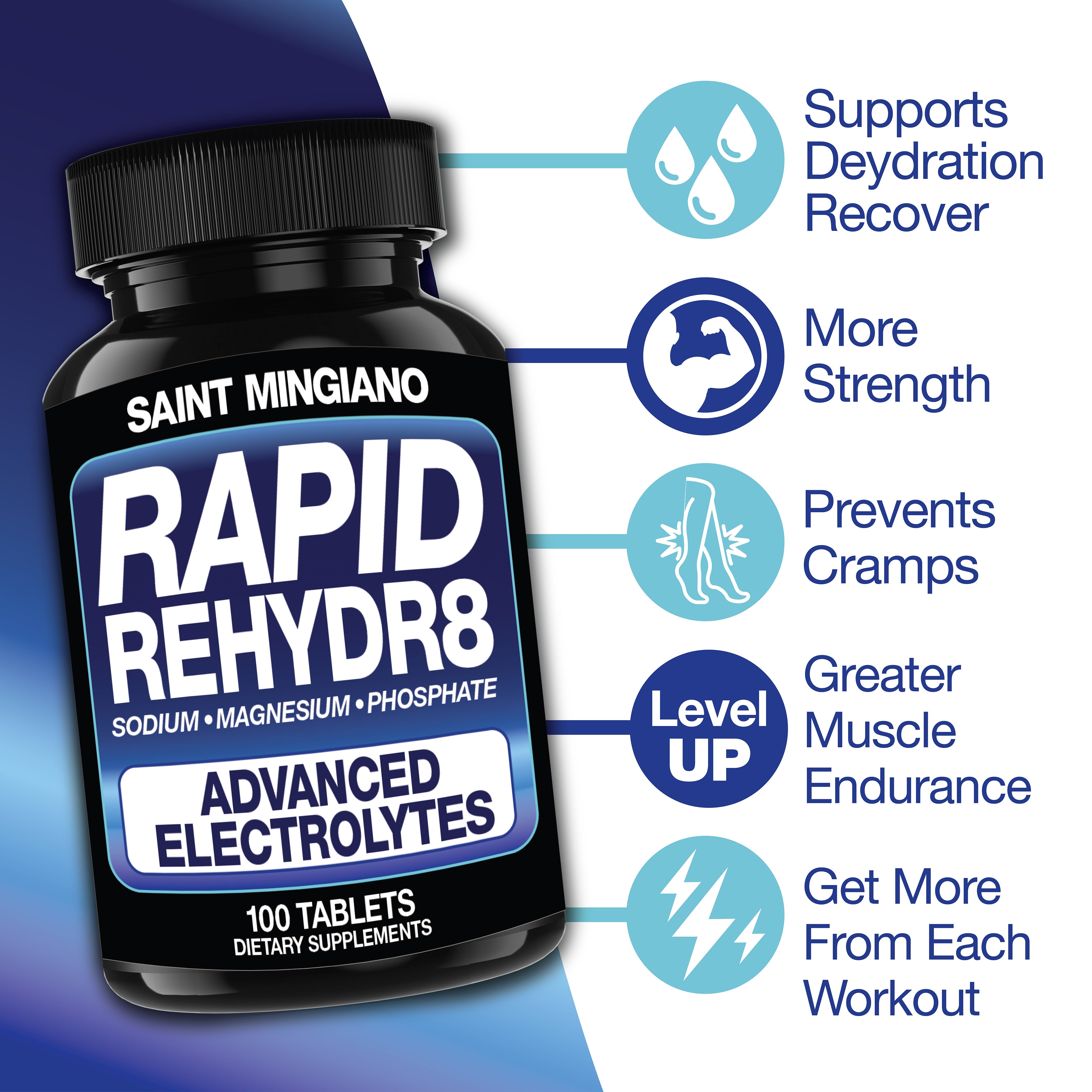 Rapid Rehydr8 Electrolyte Capsules for Muscle Recovery Hydration and Endurance Support