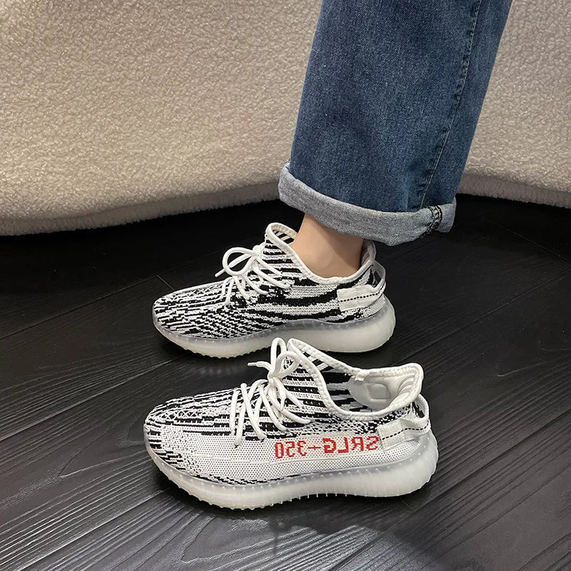 Letter Lace-Up Platform Athletic Shoes