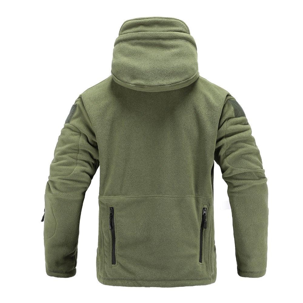 Men’s Tactical Fleece Jacket with Hood for Outdoor Hiking and Training