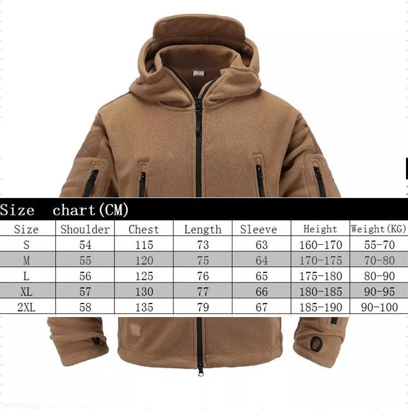 Men’s Tactical Fleece Jacket with Hood for Outdoor Hiking and Training