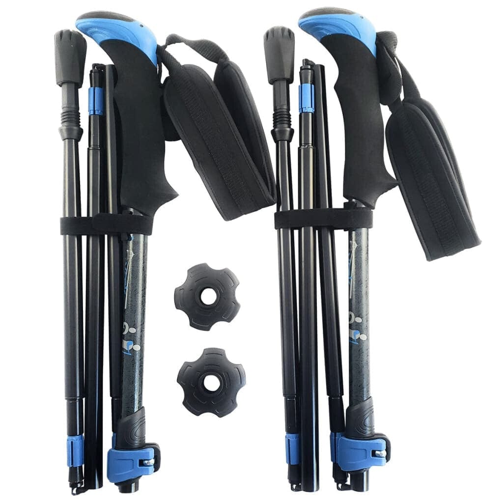 Folding Hiking Poles with Rubber Feet Bag and Comfortable Grip Options